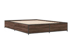 Brown oak bed frame 120x190 engineered wood and metal HVIT21882