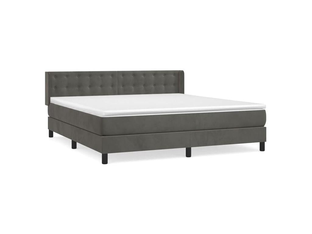 Dekonao bed base and mattress, Dark Grey 180x200 Velvet RBQD13775