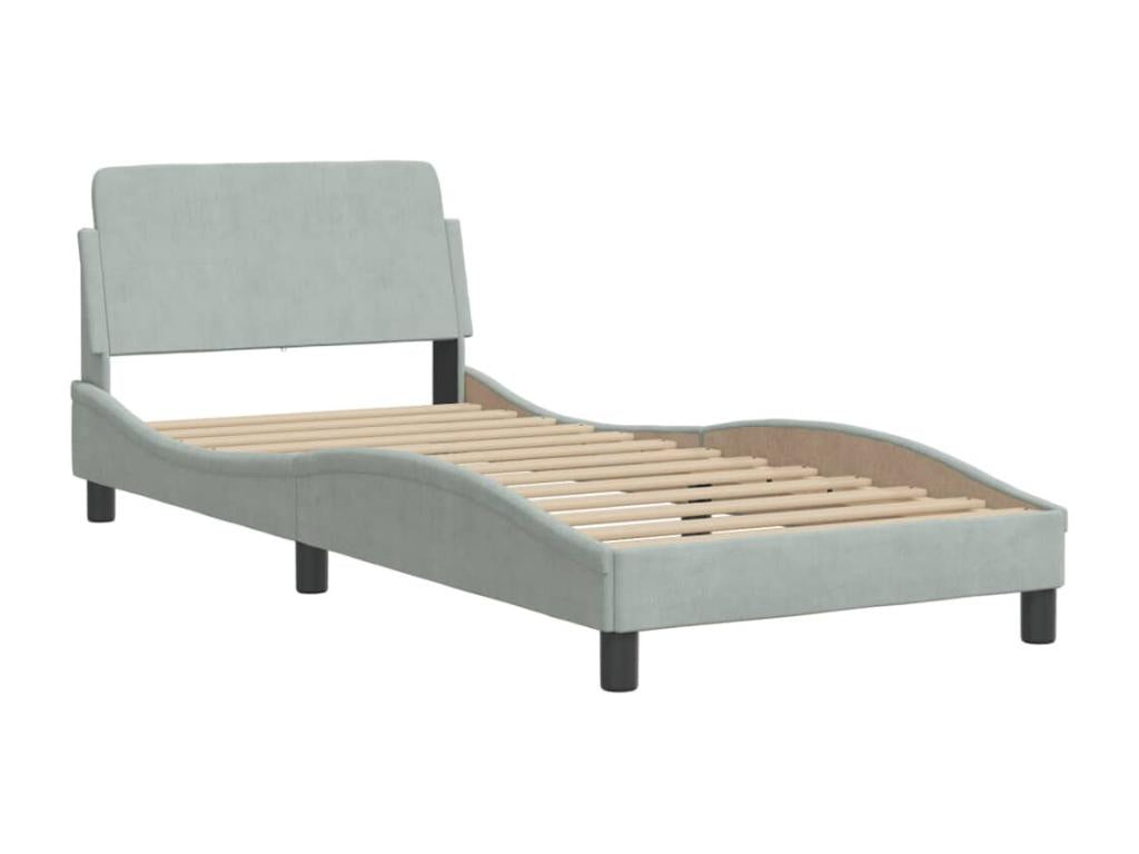 Light grey velvet bed frame without mattress 90x190 cm DBSM30833