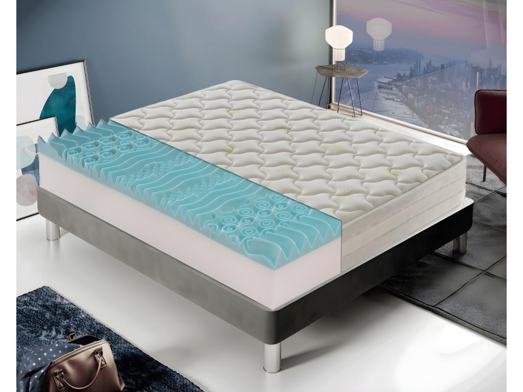 Memory foam mattress - 9 different zones - 25 cm thick - Removable aloe vera cover 105x200 cm ZVDI82388