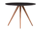 Round designer dining table in walnut and black, D106 cm, Dekonao FHHK55522