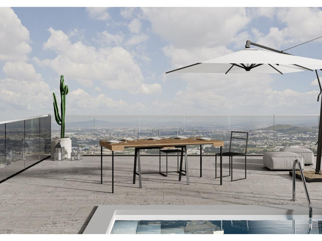 Extendable console table 90x40/190 cm Banco Small Stained Fir with Anthracite frame YLSC28900