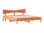 Bed frame without mattress, brown wax finish, 200x200cm, solid pine wood, SHDV39884