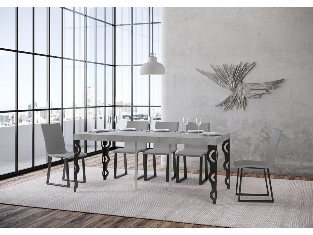 Extendable console 90x40/196 cm Karamay Small Premium Concrete Gray Anthracite frame IVHX09232