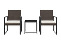 3-piece garden dining set with cushions, brown rattan PP KCLC75548