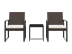 3-piece garden dining set with cushions, brown rattan PP KCLC75548