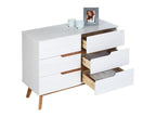 Dekonao 98cm White Solid Wood Chest of Drawers with 6 Drawers, Clothes Storage Unit for Bedroom DYDN42045