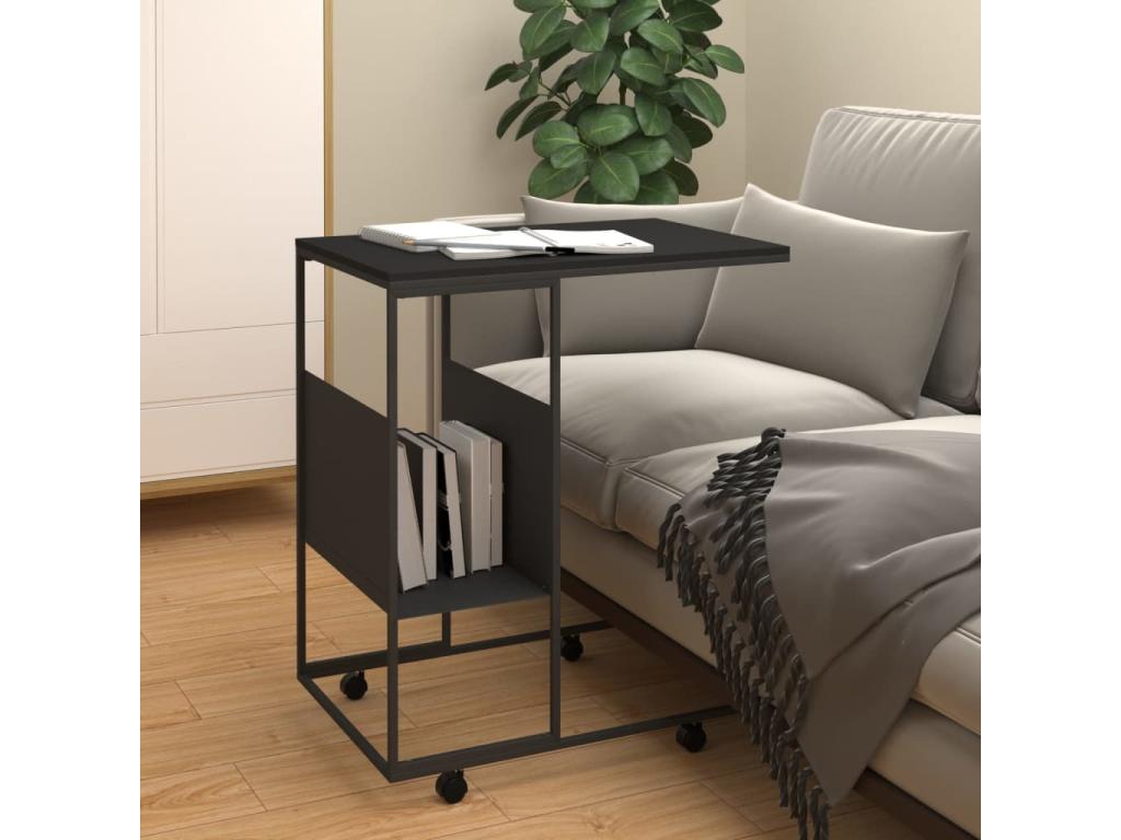 Side table with wheels, black, 55x36x63.5 cm, engineered wood, UFVJ93230