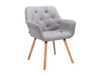 Chairs with armrests - Fabric / Natural oak wood - Grey - Dekonao XFRZ91106