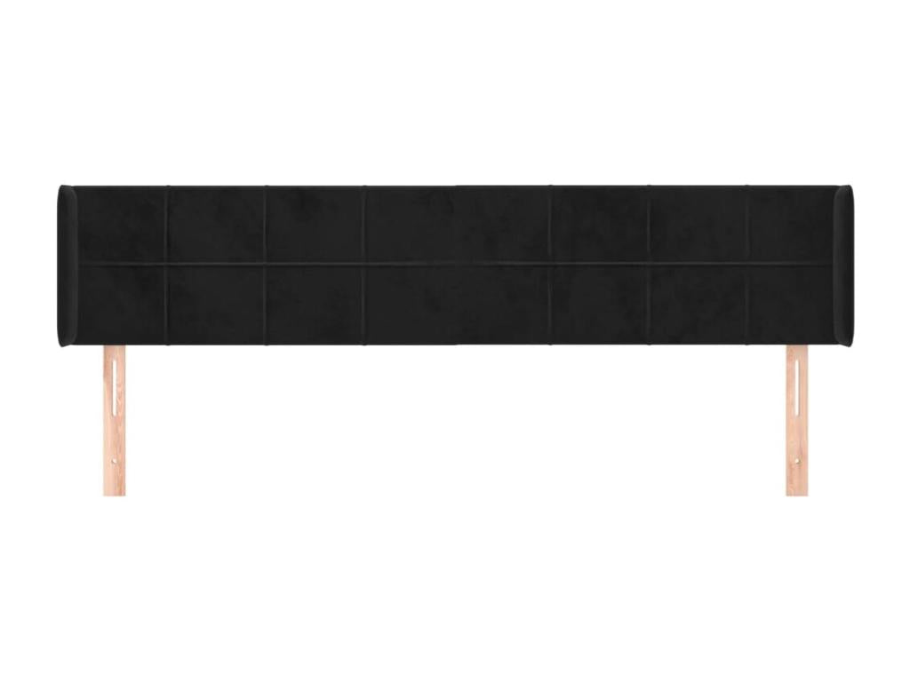 Headboard with wings, Black, 183x16x78/88 cm, Velvet, XDUY03146