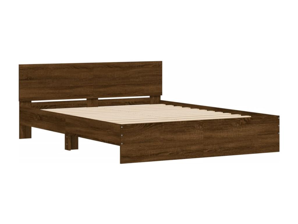 Bed frame without mattress, brown oak, 140x200 cm, DJNC80080