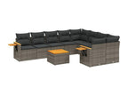 10-piece garden furniture set with cushions, grey woven resin GKUV54402