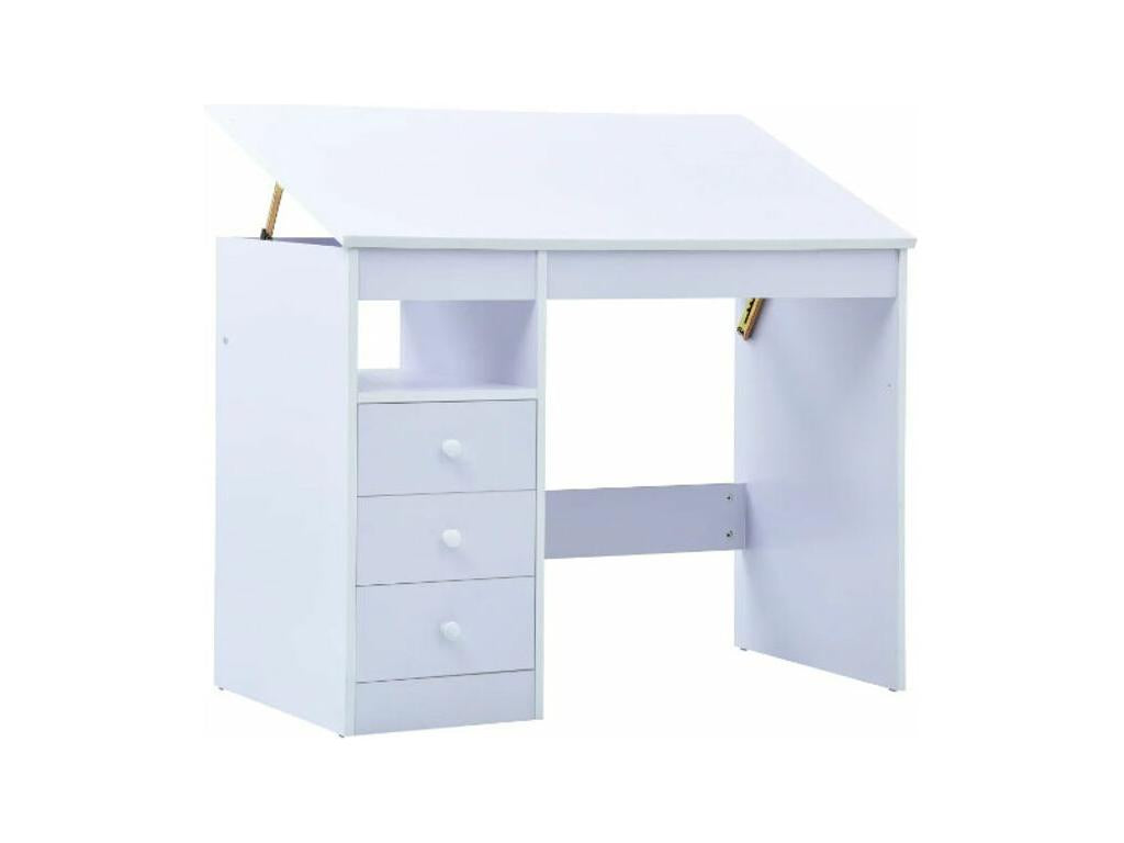 Sunny RIGK65852 White Wooden Tilting Children's Desk with 3 Drawers