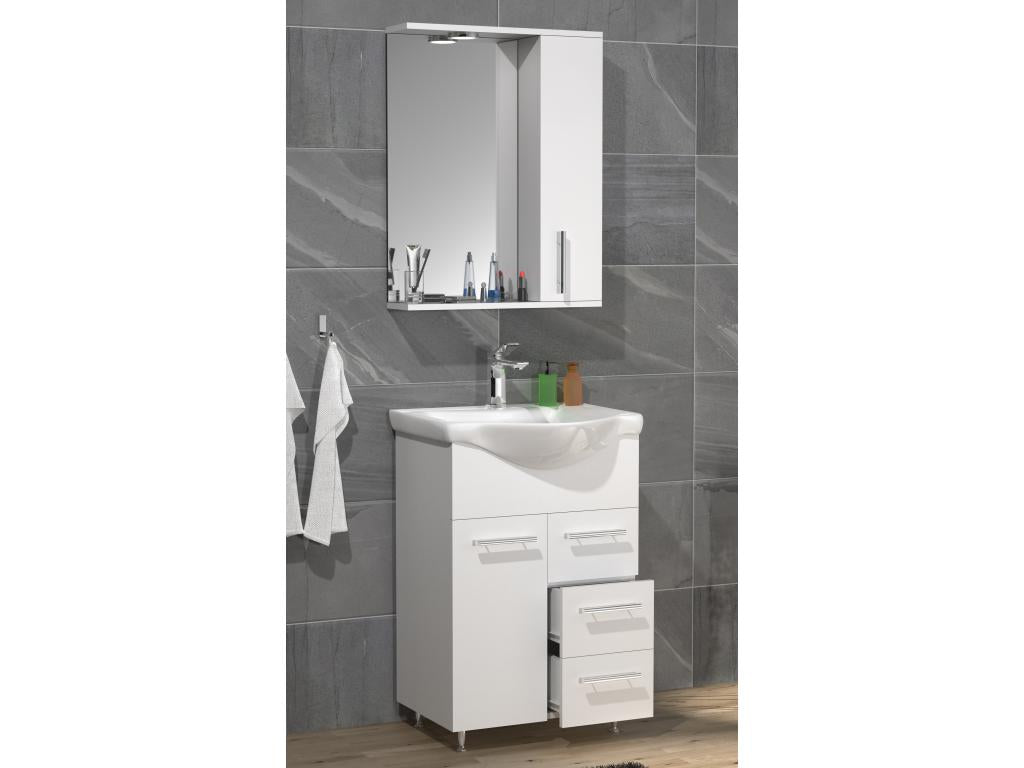 Dekonao 3-piece bathroom vanity unit with sink, drawer, and toilet cabinet, Lisalo L, white, HFSP94165