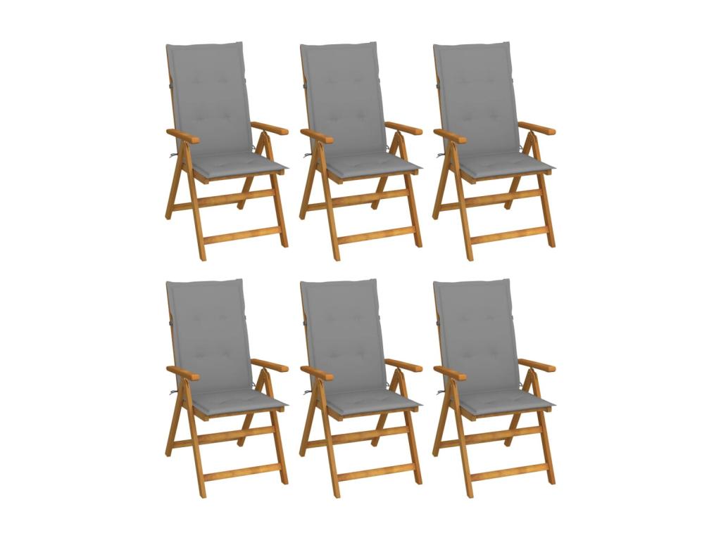 Dekonao 73 MNCV26549 Folding Garden Chairs, 6 pcs, with Cushions