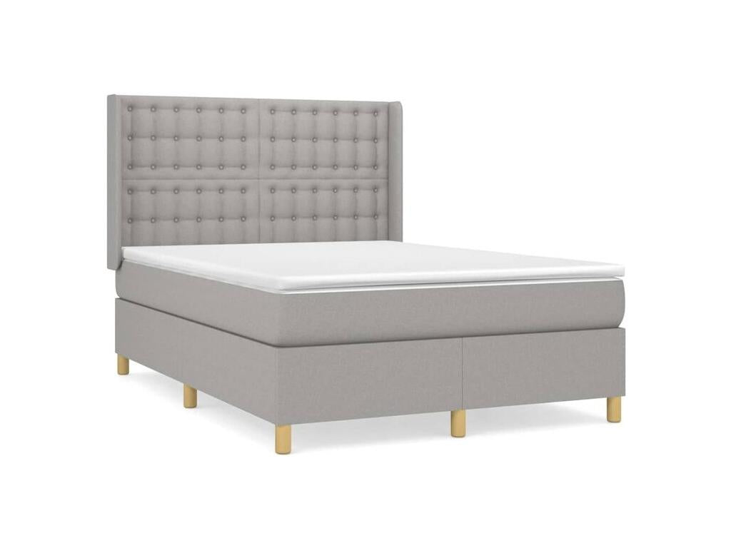 Ligniva bed base with light grey mattress 140x200 Fabric PYXN33134
