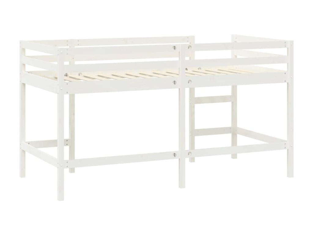 Children's loft bed with ladder, white, 80x200 cm, solid pine wood, IGPV31454