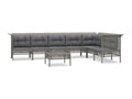 8-piece garden furniture set with cushions, Grey Wicker Resin TDAB43088