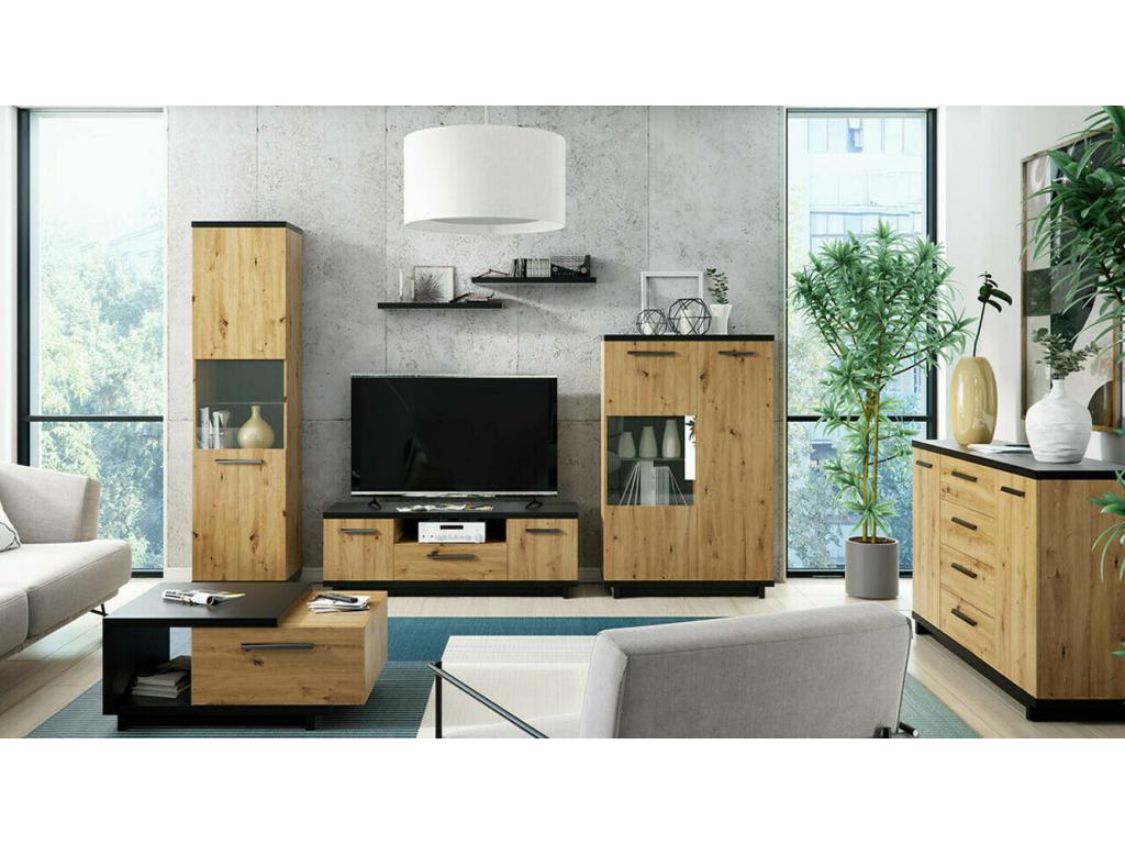 Dekonao 102 Coffee Table, Matte Black - Oak, Dekonao, 40x60x90cm, Laminate, Corner Finish, CSUE95451