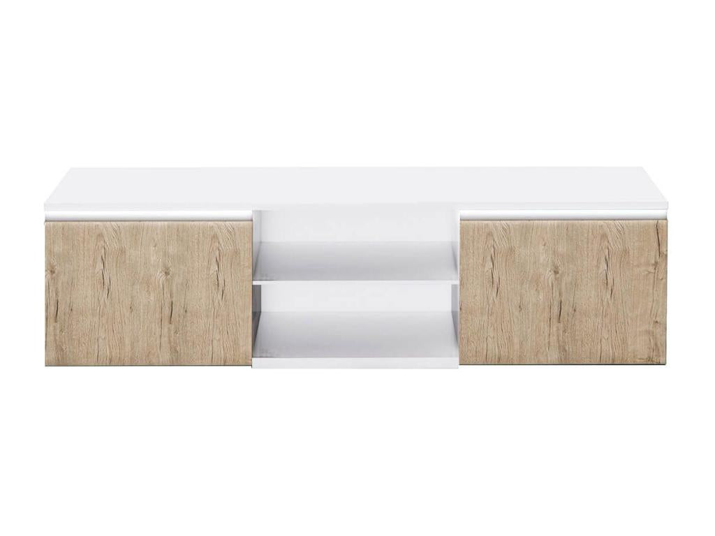 Dekonao - Living Room Set with TV Unit, High Gloss White Lacquered Wood Look RTJB43538