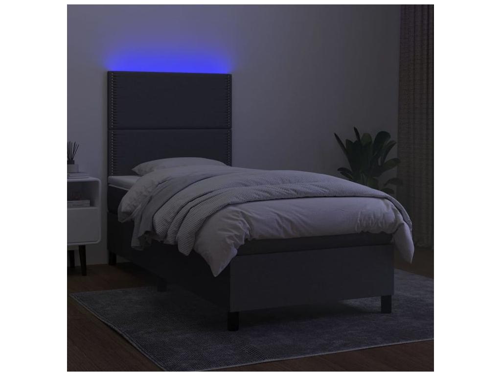 Dekonao bed base with mattress and LED, Dark Grey, 90x200 JAPS14325