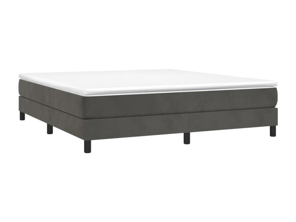 Upholstered bed base and mattress, dark grey, 180x200cm, velvet, KUNN01230
