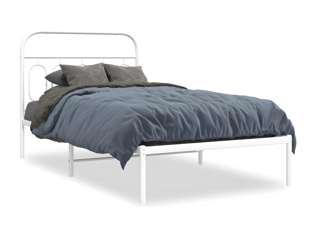 Metal bed frame with white headboard 100x200 cm ZNCG64639