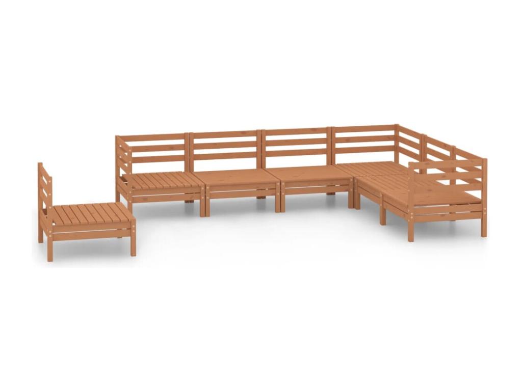 7-piece garden furniture set, solid pine wood, honey brown, CMIM20654