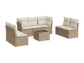 8-piece garden furniture set with cushions, beige woven resin NTSO20379