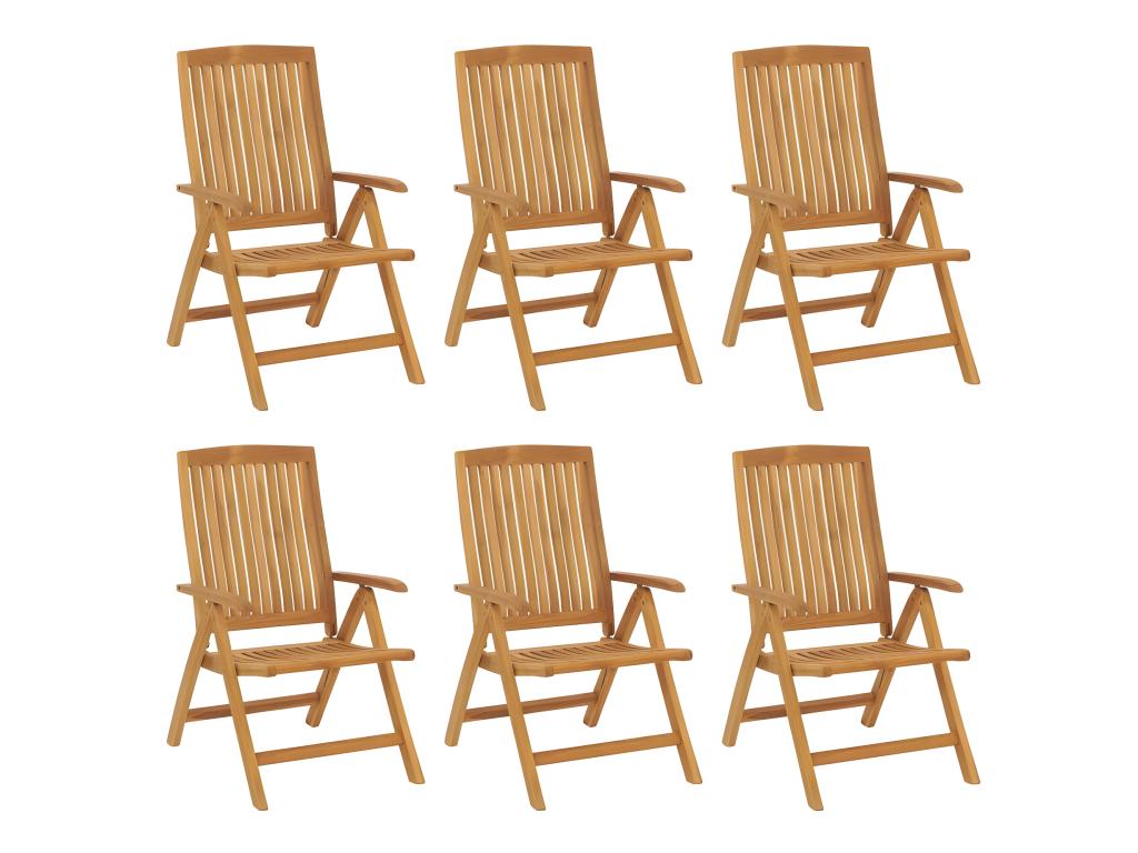 Reclining garden chairs and cushions, set of 6, teak wood ICVC05997