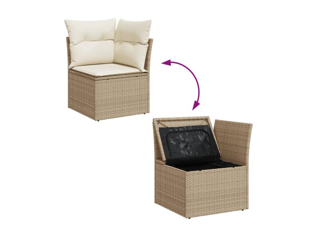6-piece beige resin wicker garden furniture set with cushions SGGH11603