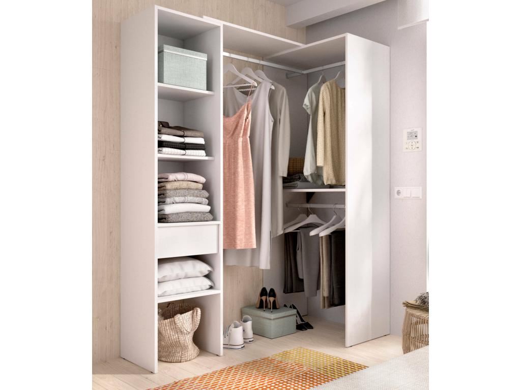 Large Dekonao Wardrobe Bedroom Furniture Walk-in Closet Clothes Closet 98x42 h187 cm White RMYI29501