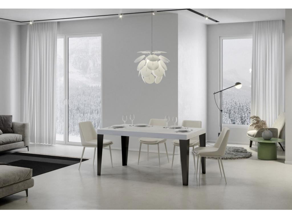 Dekonao rectangular table, 160cm, white with anthracite metal legs, seats 6 (QMBV89101)