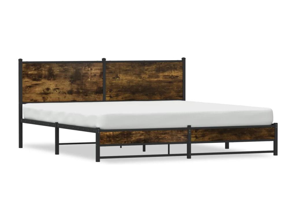 Metal bed frame without mattress, smoked oak, 183x213 cm, ITTZ59022