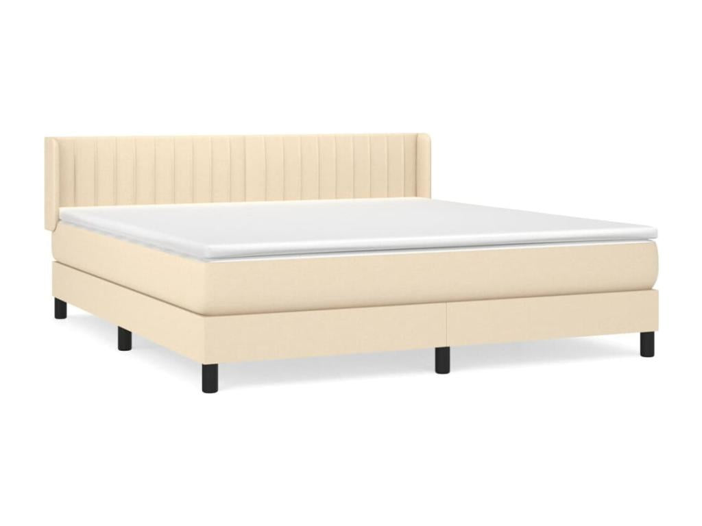 Upholstered bed base with mattress, Cream, 180x200 cm, Fabric WOEW09073