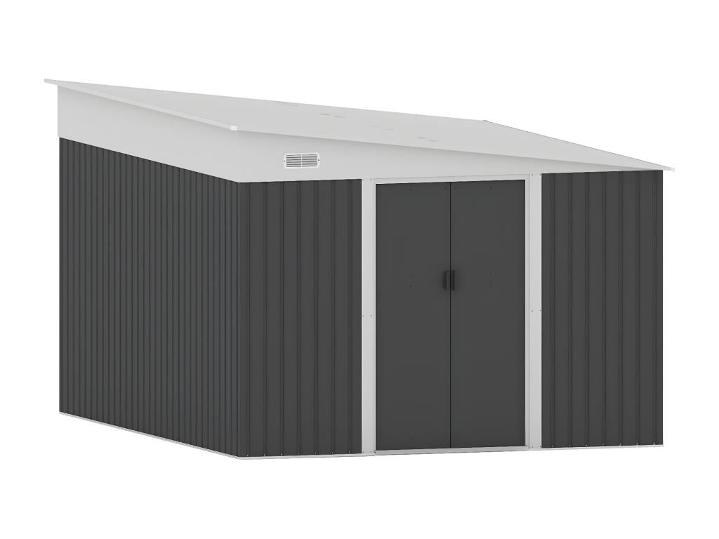 Anthracite galvanized steel lean-to metal garden shed, 9.76 m² - Dekonao QHNL81663
