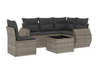 6-piece garden furniture set with grey resin wicker cushions OMBH31561