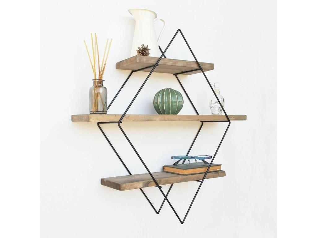 Dekonao Wall Shelf, Wall-Mounted Shelf, Multipurpose Shelving Unit, 60x14 h60 cm, Walnut and Black, PWNY13775