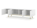 TV stand 180x42x51 cm, luxurious hi-fi unit on gold legs, KAYRA glossy white finish, UFRU18747