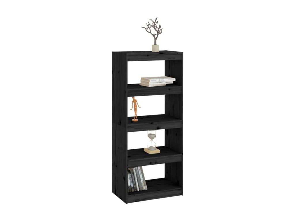 Black Bookshelf/Room Divider 60x30x135.5 cm Solid Pine EBKX57204