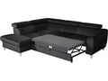 Dekonao 5-seater luxury velvet fabric corner sofa bed, black, left-hand corner YNXU43959