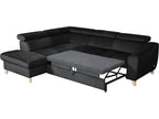 Dekonao 5-seater luxury velvet fabric corner sofa bed, black, left-hand corner YNXU43959