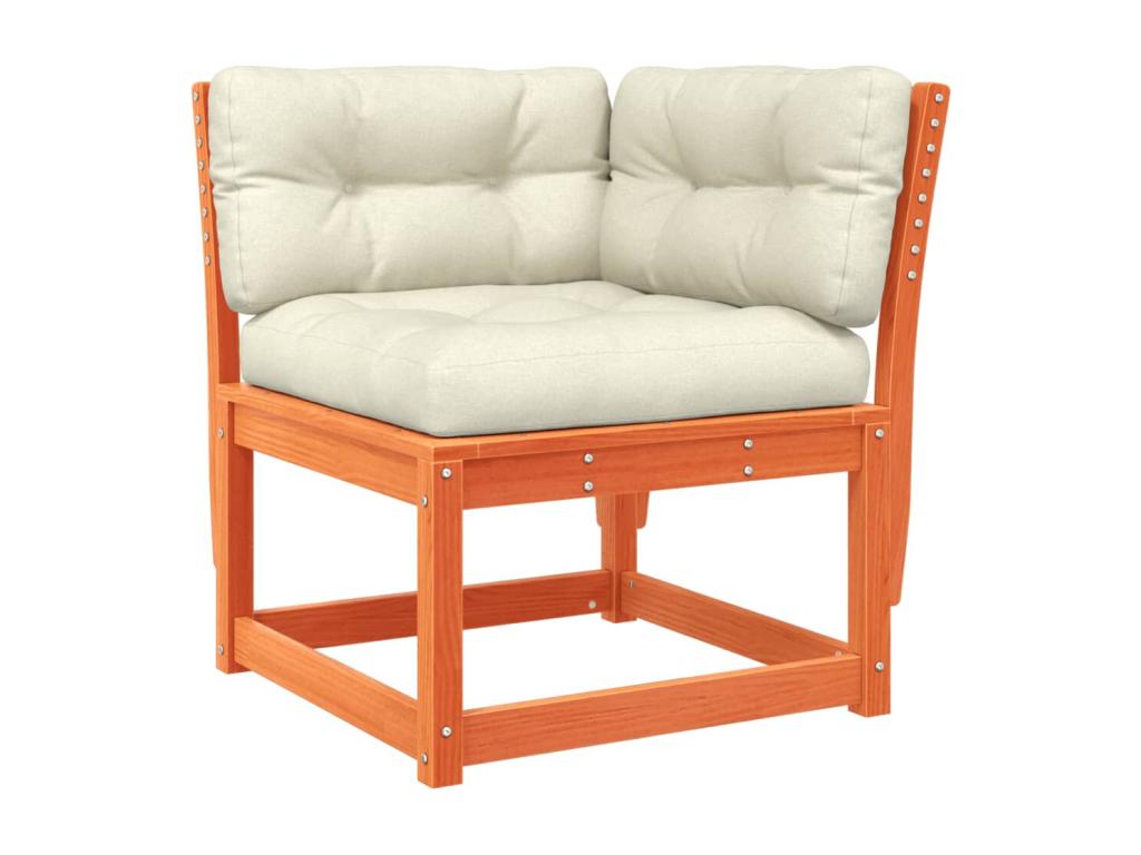 5-piece garden furniture set with cushions, brown wax finish, solid pine wood EFTE57255