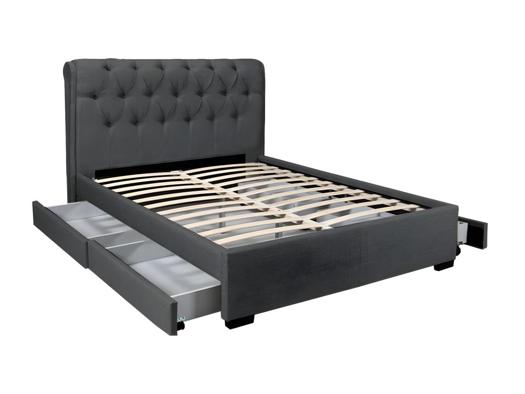 Dekonao Bed 140x190 4 Drawers Slatted Base / Dark Grey WOWD51463