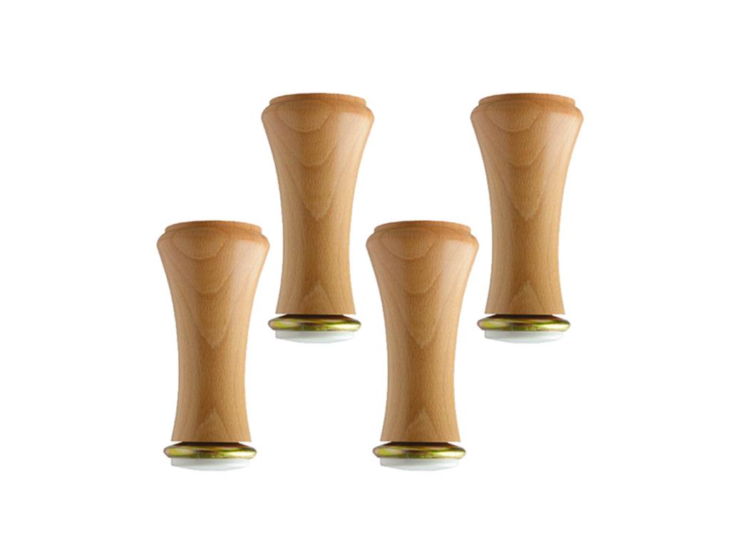 Ligniva BEDDING - Set of 4 varnished wooden diabolo bed legs, 15 cm high, BMKG95340