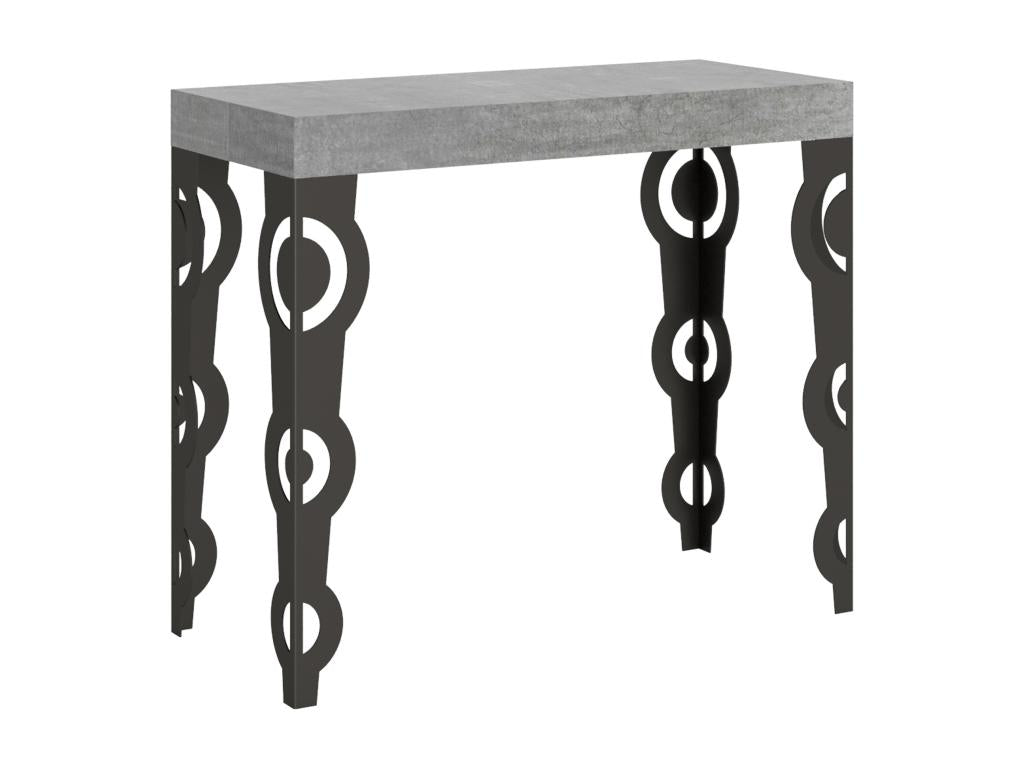 Extendable console 90x40/196 cm Karamay Small Premium Concrete Gray Anthracite frame IVHX09232