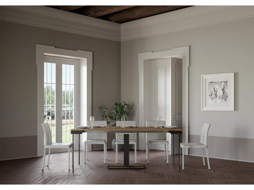 Extendable console 90x40/190 cm Dekonao Small Evolution Fir Dyed Structure Anthracite SRJD54888