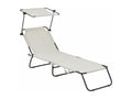 Lazy Folding Sun Lounger - With Sunshade - Beige KYNX33597