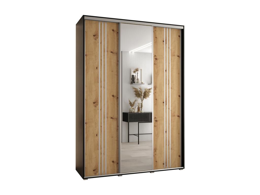 Dekonao 7 Sliding Door Wardrobe 235.2/170/45 3 Doors Black/Dekonao/Silver XXUQ31557