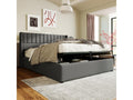 Upholstered Bed - 160x200 cm - Double Hydraulic - Dekonao Metal Frame Slatted Base - Grey - Mattress Included HWXC78308
